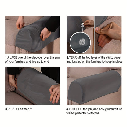 2PCS Spandex Armchair Slipcovers – Stretch Armrest Covers for Chairs and Sofa, Non-Slip Furniture Protector for Bedroom, Office and Living Room
