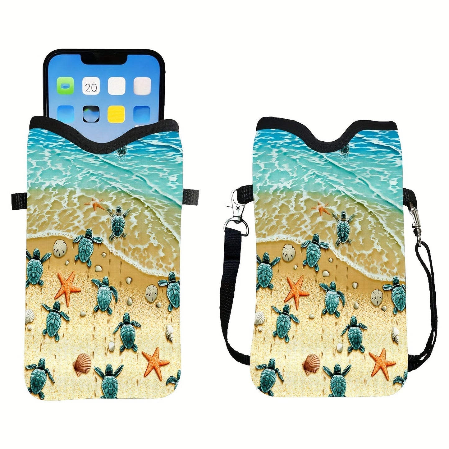 Shockproof Phone Pouch with Adjustable Lanyard - Versatile Print Design, Compatible with Multiple Models