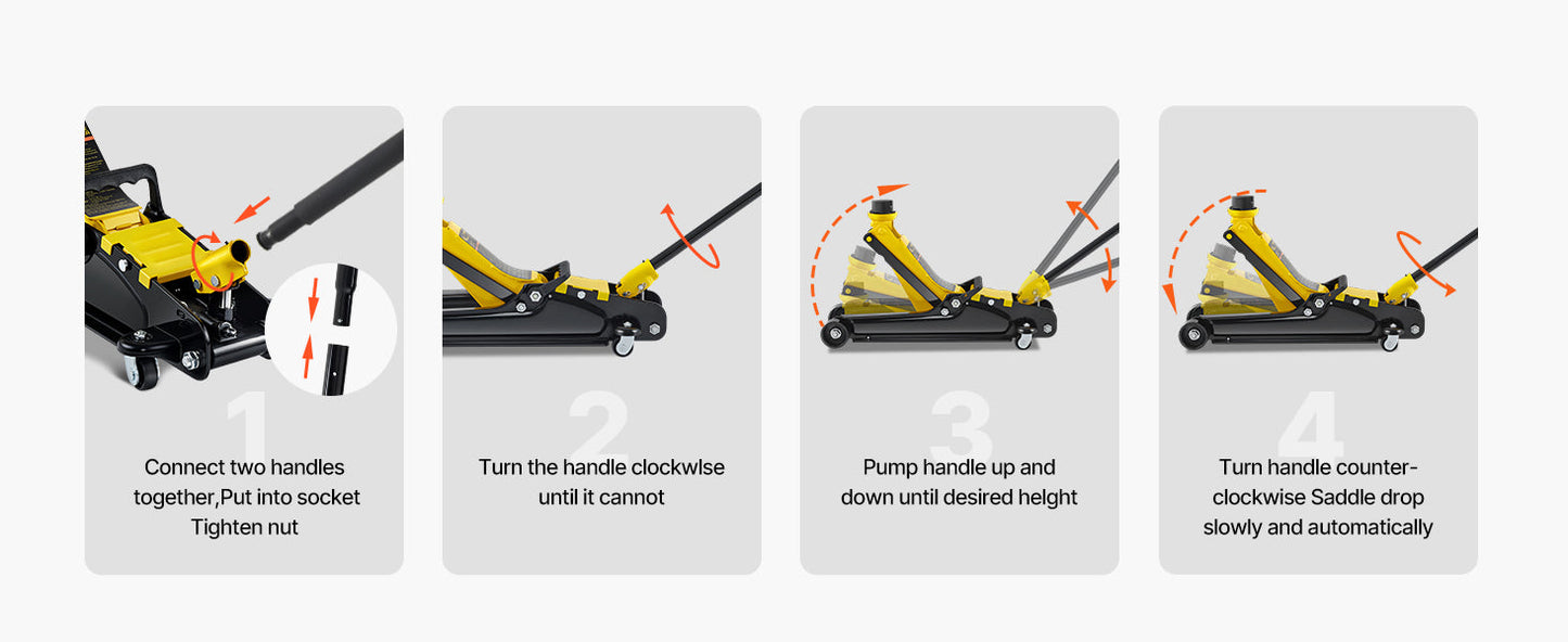 SucceBuy 2.5T Floor Hydraulic Jack – Low Profile Pneumatic Steel Floor Jack with Single Piston Lift Pump