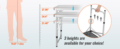 VEVOR Folding Camping Kitchen Table – Quick Set-Up MDF Table for Outdoor Picnic, BBQ, RV & Travel
