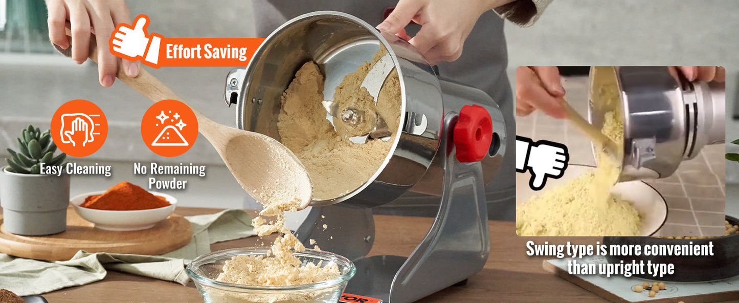 SucceBuy 150-2500g Electric Grain Mill Grinder – Commercial Spice & Herb Grinder for Coffee, Corn & Cereals
