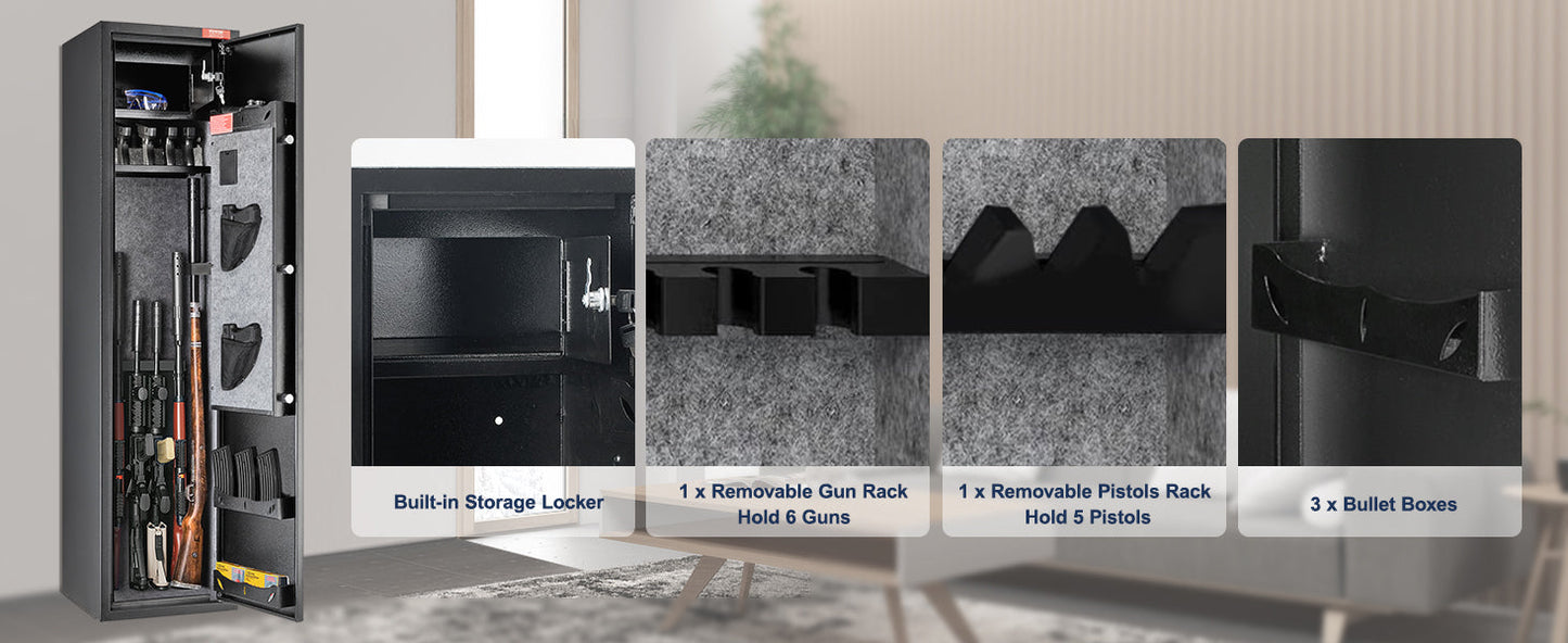 SucceBuy 3-8 Gun Safe – Digital Keypad Lock Cabinet with Removable Shelf for Rifles & Pistols