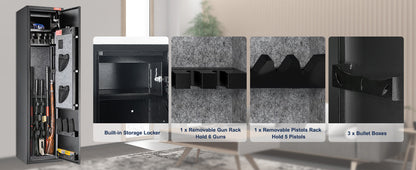 SucceBuy 3-8 Gun Safe – Digital Keypad Lock Cabinet with Removable Shelf for Rifles & Pistols