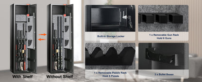 SucceBuy 3-8 Gun Safe – Digital Keypad Lock Cabinet with Removable Shelf for Rifles & Pistols