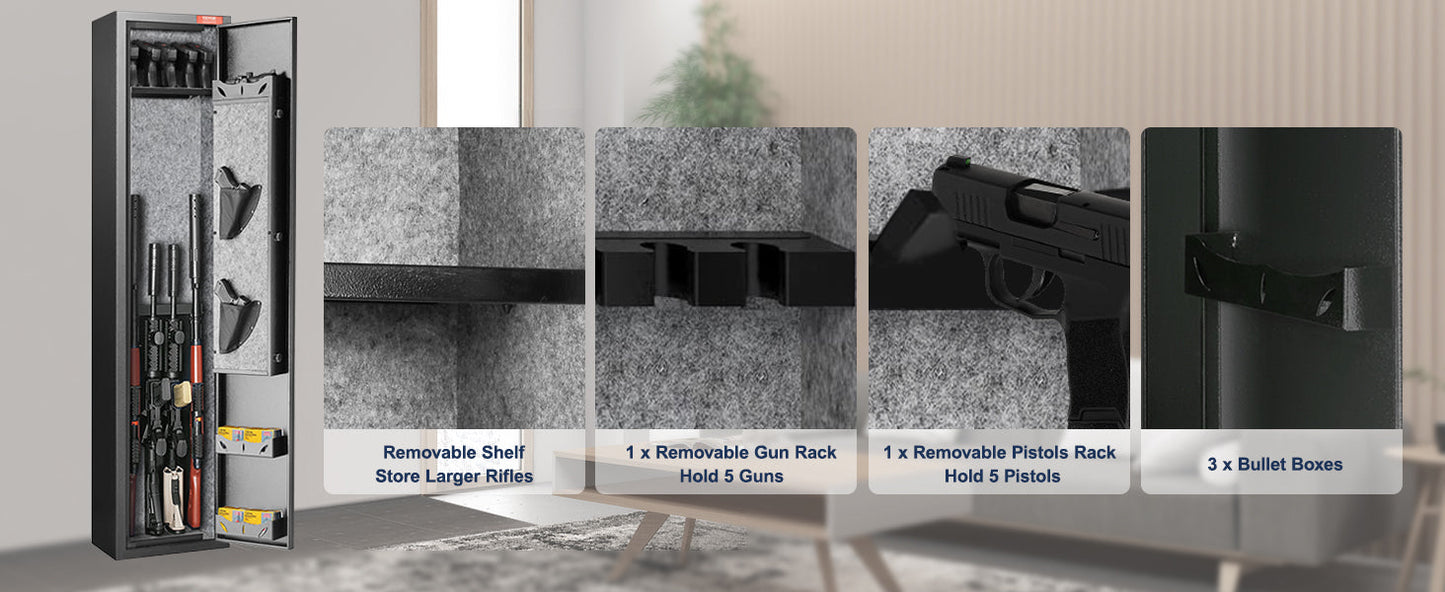 SucceBuy 3-8 Gun Safe – Digital Keypad Lock Cabinet with Removable Shelf for Rifles & Pistols