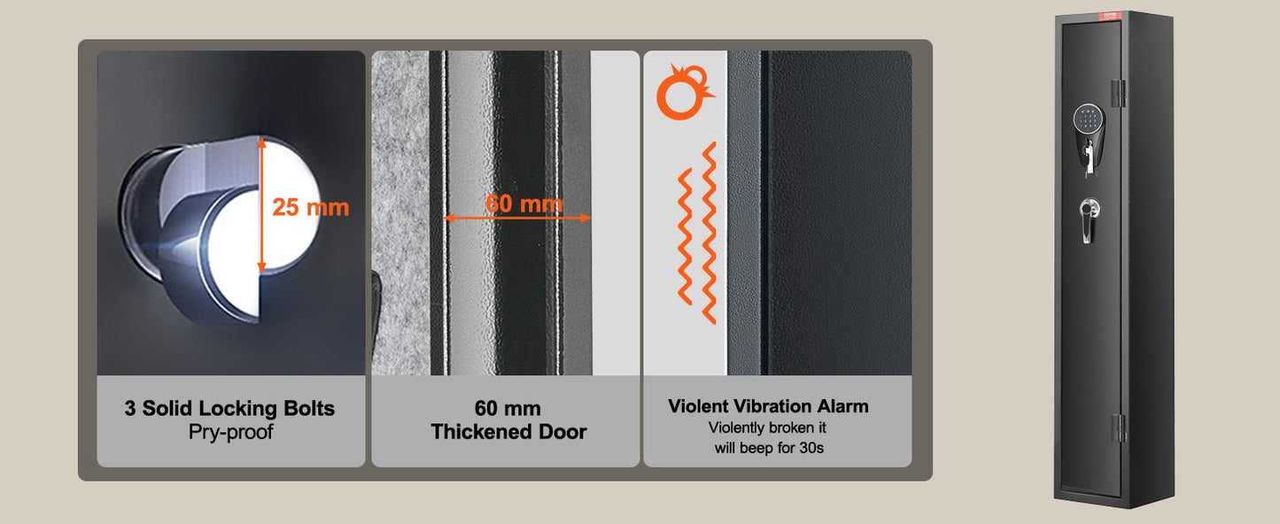 SucceBuy 3-8 Gun Safe – Digital Keypad Lock Cabinet with Removable Shelf for Rifles & Pistols