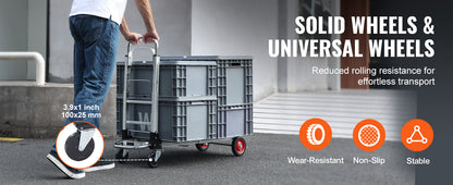 VEVOR Lightweight Folding Hand Truck 400 lbs Capacity Dolly with Wheels for Moving & Warehouse Use   1/2