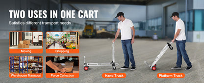 VEVOR Lightweight Folding Hand Truck 400 lbs Capacity Dolly with Wheels for Moving & Warehouse Use   1/2