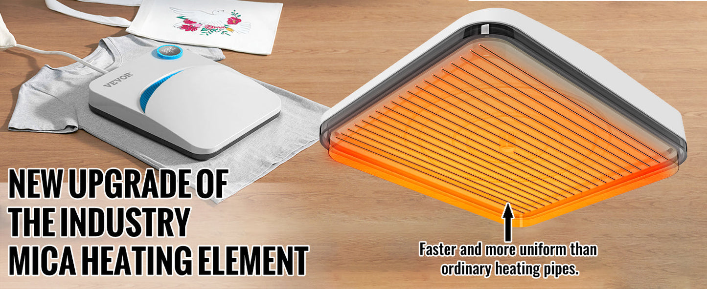 VEVOR Portable Heat Press Machine - 9x9/12x10 Inch, DIY Shirt Printing, Multifunctional Sublimation Transfer for HTV Vinyl, T-Shirt & Bag