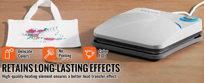 VEVOR Portable Heat Press Machine - 9x9/12x10 Inch, DIY Shirt Printing, Multifunctional Sublimation Transfer for HTV Vinyl, T-Shirt & Bag