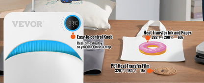 VEVOR Portable Heat Press Machine - 9x9/12x10 Inch, DIY Shirt Printing, Multifunctional Sublimation Transfer for HTV Vinyl, T-Shirt & Bag