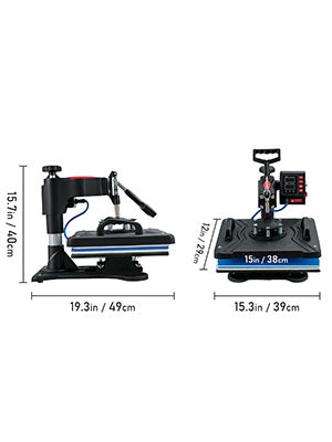 SucceBuy 5-in-1 Heat Press Machine – 12x15in Clamshell Sublimation Printer with Digital Temperature Control