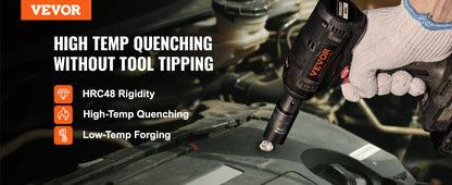 VEVOR 1/2" Drive Impact Socket Set – 6-Point Cr-V Alloy Steel for Auto Repair with Easy-to-Read Size Markings & Rugged Construction