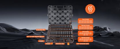 VEVOR 1/2" Drive Impact Socket Set – 6-Point Cr-V Alloy Steel for Auto Repair with Easy-to-Read Size Markings & Rugged Construction