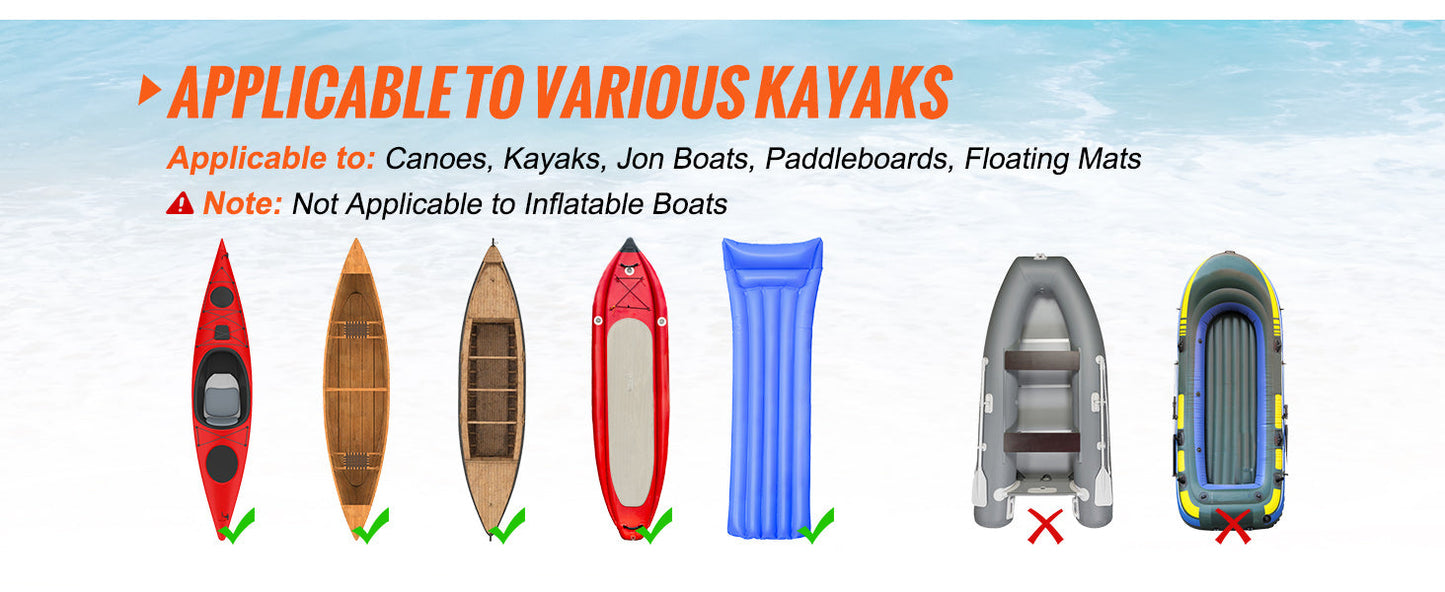 VEVOR Kayak Cart — 250lbs Foldable Canoe Trolley with 10" Tires & Support Foot for Paddleboards, Float Mats & Jon Boats