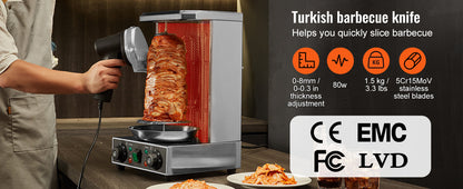 SucceBuy Electric Shawarma Knife – Professional Turkish Kebab Gyro Cutter Stainless Steel Doner Meat Slicer