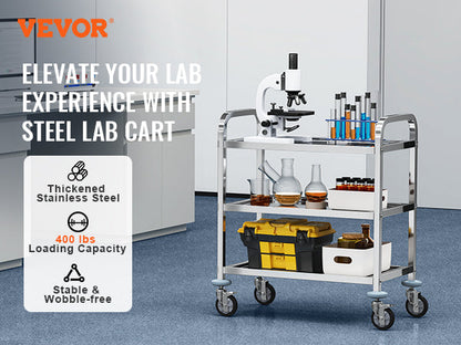 VEVOR Stainless Steel Lab Utility Cart – 1/2/3 Tier Medical & Kitchen Cart with Lockable Wheels
