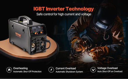 VEVOR 5-in-1 200A MIG Welder – Gas/Flux Core MIG, Stick, Lift TIG, AU TIG with LCD Display