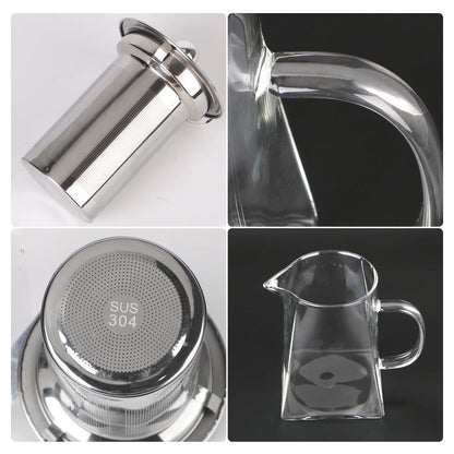 Glass Teapot with Stainless Steel Infuser – 550/750/950ML Heat-Resistant Clear Teaware, Household Tea Kettle with Infuser
