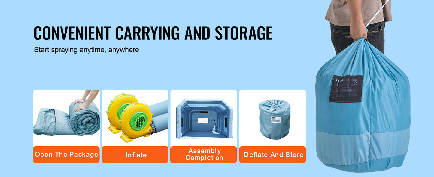 VEVOR Inflatable Paint Booth – Portable Car Spray Booth with Powerful Blowers & Air Filter System