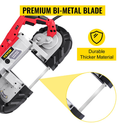 VEVOR Cordless Portable Bandsaw – 5-Inch Cutting Capacity, 10Amp Variable Speed Motor for Metal, Wood, Pipes & Rebar