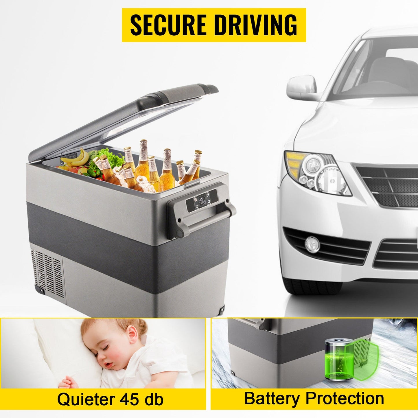 SucceBuy Portable Car Refrigerator Mini Fridge — 20L–55L Compressor Cooler DC 110-240V Ice Box for Camping