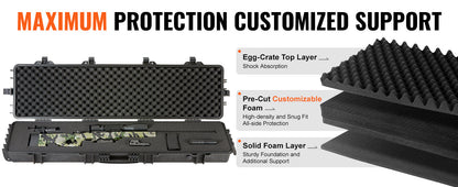 VEVOR Rifle Hard Case — Portable Long Gun Storage Suitcase with 2 Casters, Shockproof & Waterproof Protective Case for Airsoft Rifles