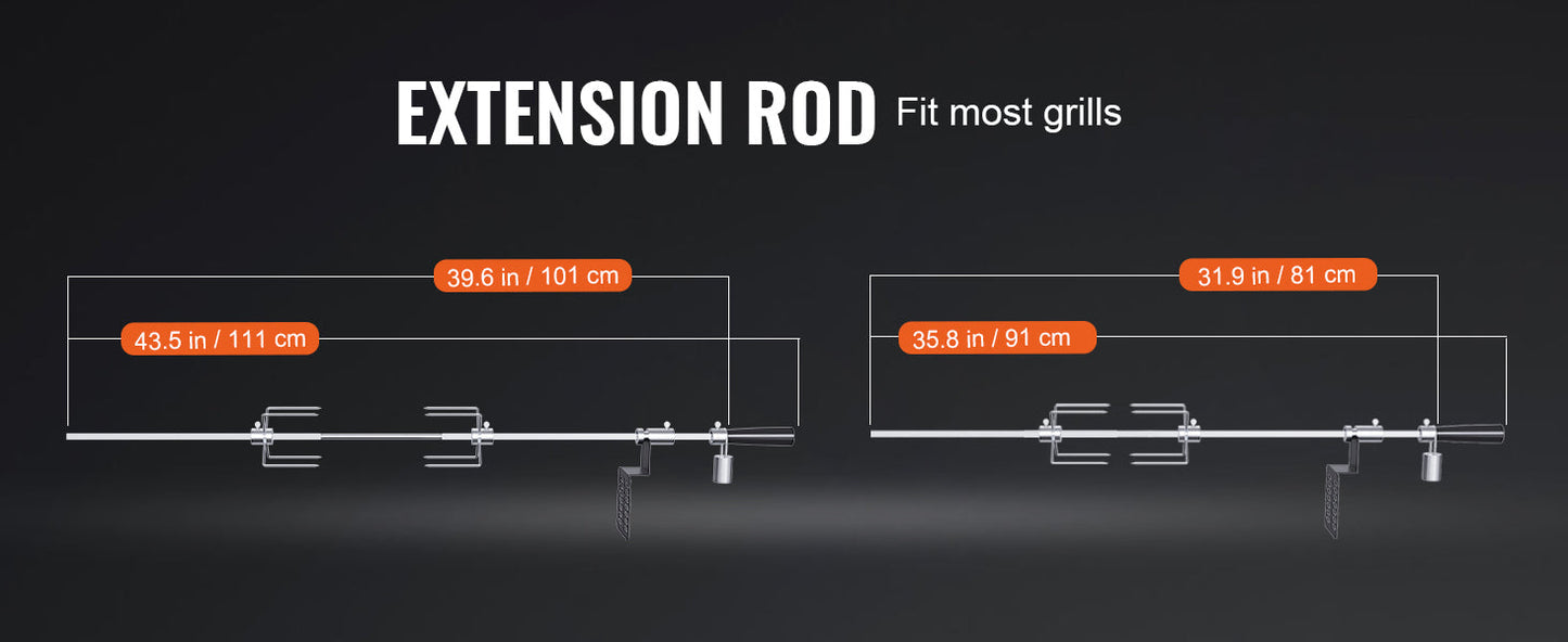 SucceBuy Universal Grill Rotisserie Kit – 9W Motor Stainless Steel Electric BBQ Automatic Grilling Set