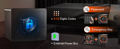 SucceBuy Electronic Safe Deposit Box — 1.2/0.5 Cubic Feet Digital Safe with Override Keys for Money, Jewelry, and Documents