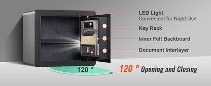 SucceBuy Electronic Safe Deposit Box — 1.2/0.5 Cubic Feet Digital Safe with Override Keys for Money, Jewelry, and Documents