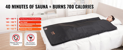VEVOR Sauna Blanket for Detoxification – Portable Far Infrared Sauna, Adjustable Temperature & Timer for Home Relaxation