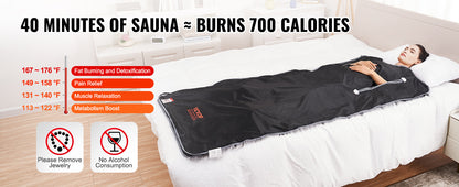 VEVOR Portable Sauna Blanket for Detox – Far Infrared Sauna for Home Relaxation, Adjustable Temperature & Timer