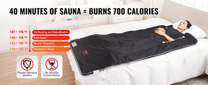 VEVOR Portable Sauna Blanket – Far Infrared Detox & Relaxation with Adjustable Temperature & Timer