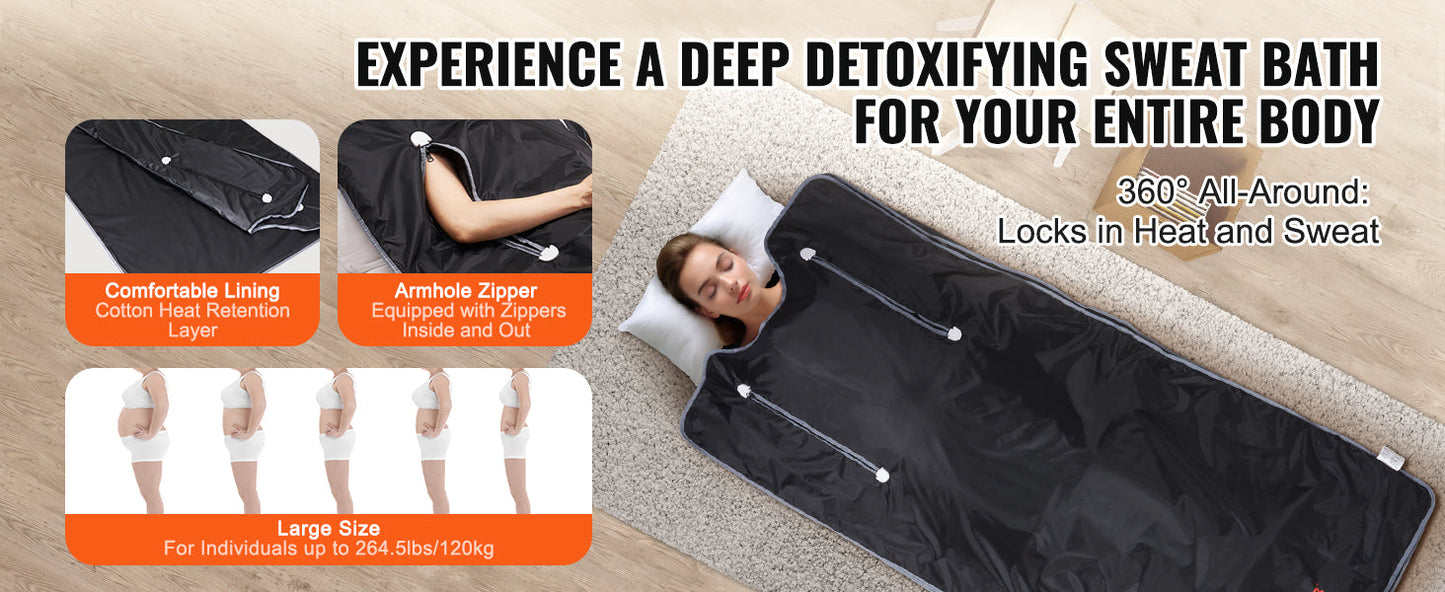 VEVOR Portable Sauna Blanket – Far Infrared Detox & Relaxation with Adjustable Temperature & Timer