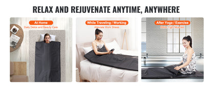 VEVOR Sauna Blanket for Detoxification – Portable Far Infrared Sauna, Adjustable Temperature & Timer for Home Relaxation