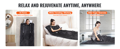 VEVOR Portable Sauna Blanket – Far Infrared Detox & Relaxation with Adjustable Temperature & Timer