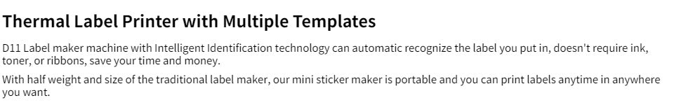 NIIMBOT D11 Portable Thermal Label Maker | Wireless No-Ink Printing Machine for Home & Office