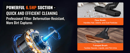 VEVOR Stainless Steel Wet Dry Shop Vacuum - Powerful Small Shop Vac for Carpet, Debris & Pet Hair