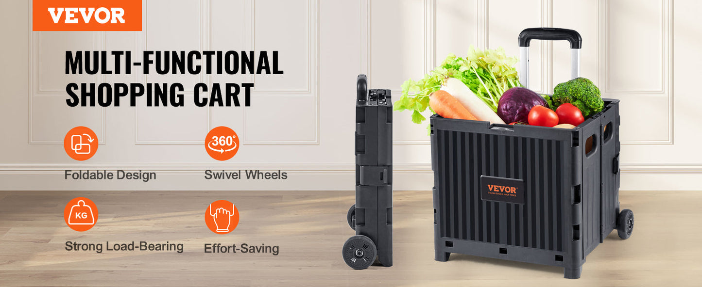 VEVOR Foldable Utility Cart – Portable Handcart with Telescoping Handle & Wheels for Shopping, Travel, Office, and Garden Use