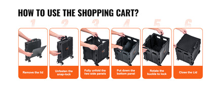 VEVOR Foldable Utility Shopping Cart with Telescopic Handle & Wheels – Portable Handcart for Travel, Office, Garden Use