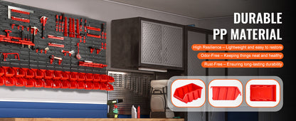 VEVOR Wall-Mounted Storage Bins — 30/48-Bin Garage Organizer with Hooks