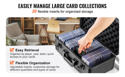 VEVOR Graded Card Storage Box – 4 or 5 Slot Foam Divider Case with Key or Coded Lock for PSA 96/108/120/162 Cards
