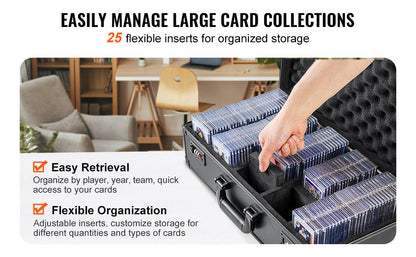 VEVOR Graded Card Storage Box – 4 or 5 Slot Foam Divider Case with Key or Coded Lock for PSA 96/108/120/162 Cards