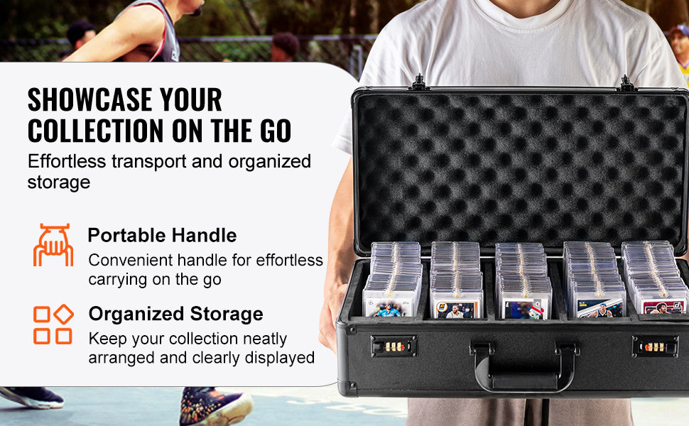 VEVOR Graded Card Storage Box – 4 or 5 Slot Foam Divider Case with Key or Coded Lock for PSA 96/108/120/162 Cards