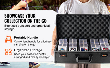 VEVOR Graded Card Storage Box – 4 or 5 Slot Foam Divider Case with Key or Coded Lock for PSA 96/108/120/162 Cards