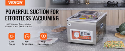 VEVOR DZ-260A Chamber Vacuum Sealer – 15.7" Sealing Machine for Home Use, Wet Foods, Meats & Marinades
