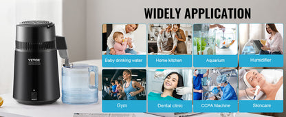 SucceBuy 4L Water Distiller – 1.05 Gallon Countertop Pure Water Purifier with 750W Filter